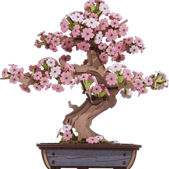 ROBOTIME Sakura Bonsai 3D Puzzles Wooden Artificial Cherry Blossom Tree DIY Mode - Picture 7 of 7